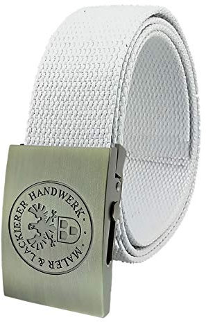 GravurManufakturBerlin Hosengürtel Maler Lackierer Handwerk Zunftzeichen Textilgürtel weiss 4 cm breit Einheitslänge kürzbar