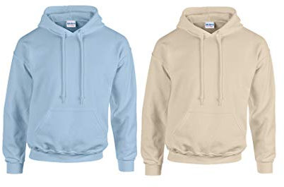 Gildan Schwerer Stoff Kapuzenpulli (M, 2er Light Blue/Sand)
