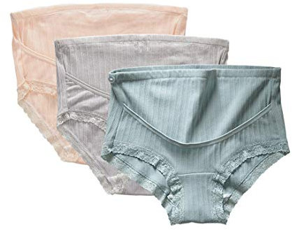FEOYA Ensemble de 3 Culottes de Maternité en Coton avec Support Abdominal - Gaine de Grossesse pour Femmes Enceintes