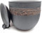 Sun Cakes Pot de Fleurs Rond en Terre Cuite émaillée avec Soucoupe et Plateau d'égouttement - Couleur Argile - Rayé (33 cm x 27 cm, Noir Mat)