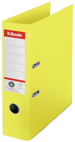 Esselte No.1 Ordner, 500 DIN A4 Blatt (80 g/m²), 100% Recycelter Karton, Aktenordner 75 mm Rückenbreite, gelb, 627566