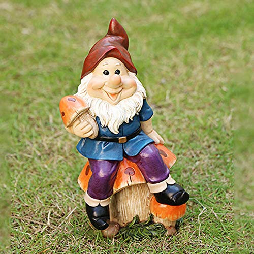 Runsmooth 19 Cm Ornement De Nain De Jardin, Nain De Statue Cueillant des Champignons, Décoration De Nain De Jardin Extérieur Drôle Mignon