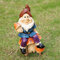 Runsmooth 19 Cm Ornement De Nain De Jardin, Nain De Statue Cueillant des Champignons, Décoration De Nain De Jardin Extérieur Drôle Mignon