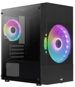 Aerocool ATOMICLITE V2, Micro-ATX Gaming Case, Front Grille + 2 RGB Fans, Black