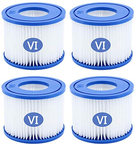 woejgo Pool Filterkartusche Typ VI, Filterkartuschen größe 6 Pool Filter für 58323, Spa Filterkartuschen, 4 Stück