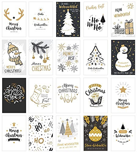Edition Seidel Set 20 exklusive Premium Weihnachtskarten mit Umschlag. Doppelkarten/Klappkarten mit Briefumschlag. Weihnachten Karte Postkarte Weihnachtspostkarte