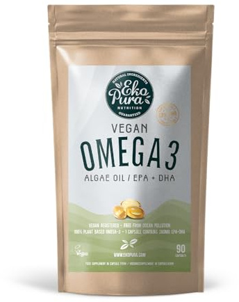 Ekopura Vegan Omega 3 Algae Oil 90 Capsules (DHA + EPA)
