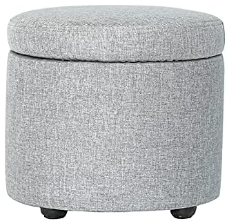 Ottoman Lagerung Runder Hocker Brust Gepolsterter Fußhocker Hocker Bettende Bank Schuhbank Kinder Spielzeugkiste Hocker Melken,Light Gray A
