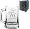 Personalised Engraved Tankard Beer Mug Stein Happy 70th Birthday Handwritten Design Gift Boxed, 16.75oz/495ml Classic Beer Glass, Any Name, Engraved in The UK