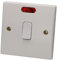 kenable 1 Way Double Pole 20A Switch with Neon Light Rounded Faceplate White