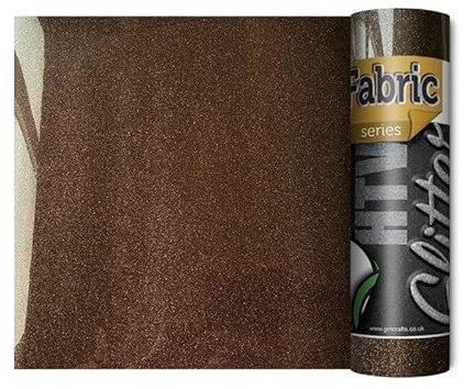 Cricut Joy Compatible Glitter Iron On Vinyl | Brilliant & Sparkling Heat Transfer Vinyl for Use On Fabrics | Shimmering Effect | Available in A Large Variety of Colours (Brown)