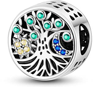 NARMO 925 Sterling Silver Charms Albero della Vita Charm per Bracciale Originale Bead Charms per le Donne