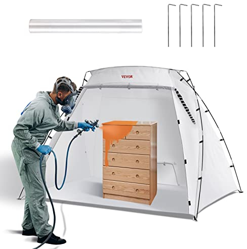 VEVOR Abri de Peinture Portable 228x158x158 cm Tente de Peinture en Oxford 210D Cabine de Peinture pour Bricolage avec Aération Film Jetable Sac pour Pulvérisation de Peinture par Aérographe Meuble