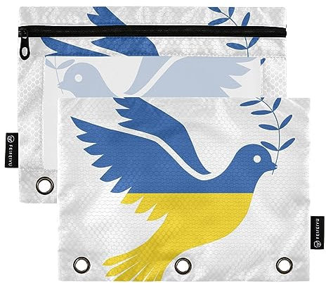 GAIREG Stifteetui, Motiv: Ukraine, Taube, Frieden, 2 Stück, mit Reißverschluss, 3 Ringe