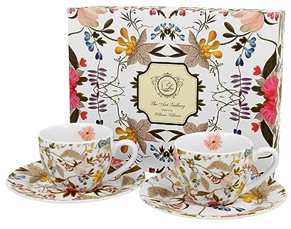 DUO ART GALLERY 2er-Set Espressotassen 90 ml WHITE mit Untertassen, New Bone China Porzellan