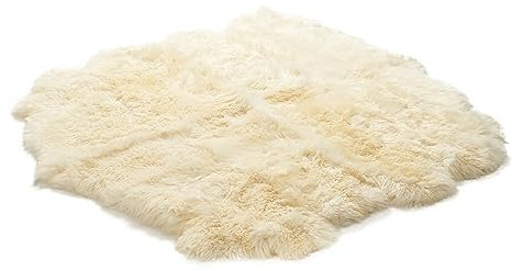 Cakla Lammfell Echt 200-190 cm x 190-200 cm, Genäht aus acht Ledern - Lammfell Teppich - 100% Bio - Schaffell Echt - Dekofell - Schafsfell Felle