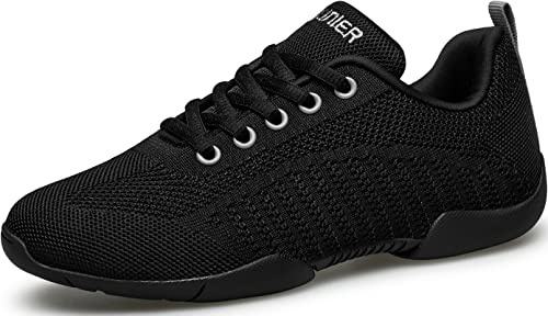 BAXINIER White Cheerleading Shoes for Girls Breathable Cheerleading Competition Athletic Training Dance Tennis Shoes, Black 851-girls, 17.0 cm M