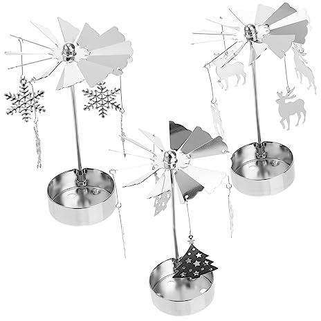 CORHAD 3st Hot Swivel Kerzenhalter Drehbarer Kerzenständer Karussell Teelichthalter Karussell Kerzenhalter Teelichthalter Weihnachten Kerzenhalter Glockenspiel Rotieren Metall Jesus