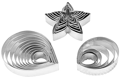 Aiwjeakh 23pc Rose Flower Cutting Moulds Stainless Steel Baking and Cutting Moulds Cake Mold Petal Chalice Leaf Fondant Tools