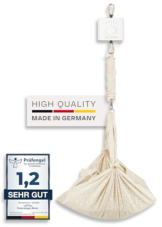 Lottili Baby Federwiege mit Motor | lautlos & selbstlernend | mit Timer & Dauermodus | fein einstellbare Schwingung | Babywiege mit Hängematte (Leo, Federwiege mit Motor)
