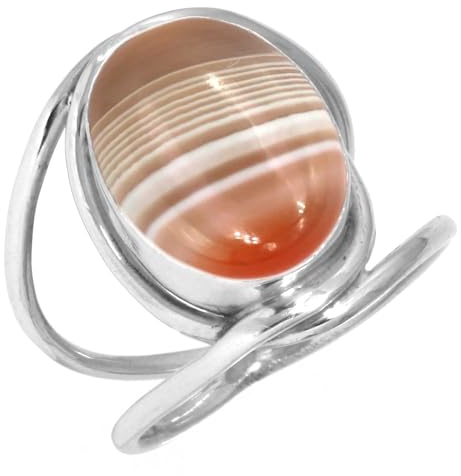 Jeweloporium 925 Silber Ringe für Frauen Mehrfarbig Natürlich Gebänderter Achat Edelstein Boho Silber Ringe Größe 56(17.8) Engagement Geschenk Handgefertigt Schmuck