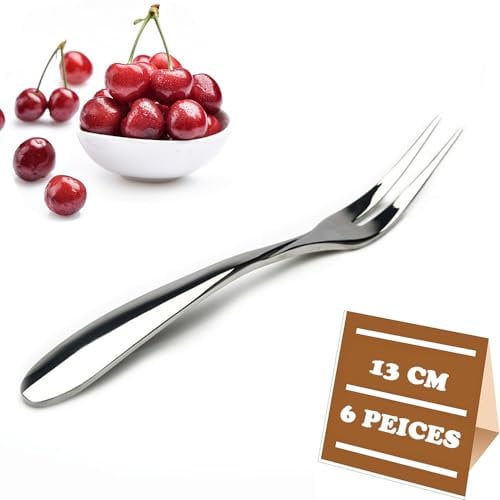 UBRAVE Juego de 6 Tenedores de Postre y Fruta - 13cm Acero Inoxidable Mini Tenedores para Pastelería, Pastel, Hogar, Restaurante, Hotel, Boda