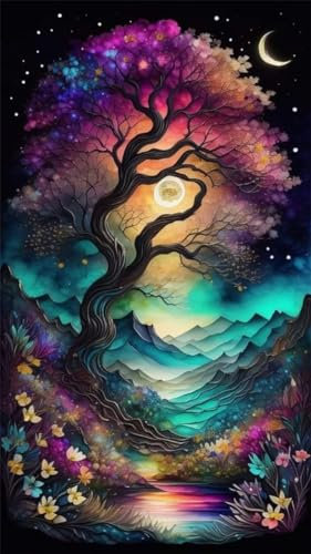 ZHUMUTO Diamond Painting Groß XXL Bilder Set Erwachsene,70x40 CM/27,5x15,7 Zoll Baum des Lebens,5D Diamant Painting Bilder Erwachsene mit Zubehör Stift Für Wohnzimmer Dekoration