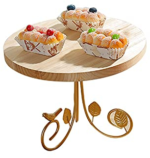 Alzata per dolci Alzata per dolci Alzata per dolci in legno con struttura in metallo Espositore rotondo decorativo per dessert Vassoio per torta per feste di nozze Supporto per pasticceria m