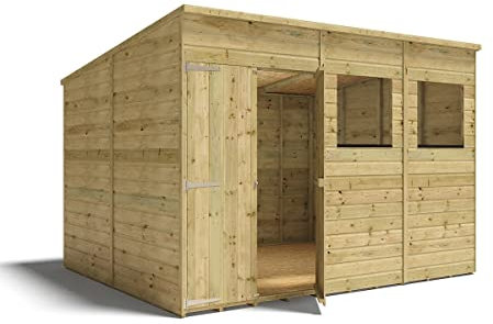 Project Timber Premium 10 x 8 Hobbyist Pent Windowed Garden Shed | Pressure Treated 11mm Tongue & Groove Shiplap Cladding | Offset Doors | Wooden Shed | 25-Year Anti-Rot Guarantee*
