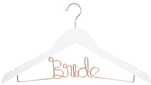 Amosfun HochzeitskleiderbüGel Aus Holz Und Eisen Mit RoséGold Bride Schriftzug FüR Brautkleid PräSentation Und Dekoration 1 StüCk 17 5 Zoll