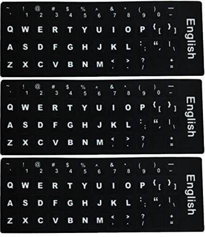 English Keyboard Replacement Stickers, 3 Pack Non Transparent Black Stickers with White Letters Keyboard Alphabet Sticker for Computer Laptop Desktop Notebook