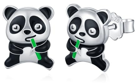 StoryEtain Panda Geschenk für Damen 925 Sterling Silber Panda Ohrringe Pandabär Ohrstecker Pandabär Ohrringe Tier Schmuck Geschenke für Geburtstagsge Frauen