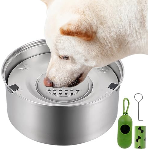 NZZVNZ Water Bowl for Dog Non Spill, 3L/101oz Stainless Steel Pet Bowl Dog Bowls Pet Water Bowl for Vehicle Carried Dogs Puppy