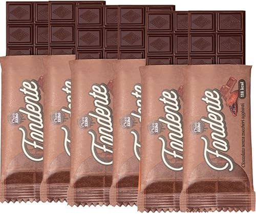 Choco Zero Tavolette di Cioccolato Fondente Senza Zuccheri Aggiunti 25g 118 Calorie Cioccolato Senza Zucchero per Spuntino Palestra Senza Glutine Low Carbs