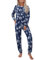 Ekouaer Weihnachts Schlafanzug Damen Baumwolle Weihnachts Pyjama Langarm Rundhals Weihnachtspyjama für Frauen Winter Marineblau
