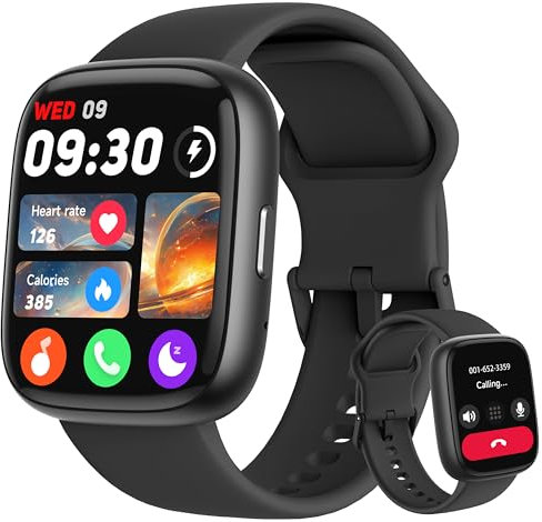 LODIMEKE 1.83 Reloj Inteligente Mujer Hombre con Alexa, Smartwatch Deportivo IP68 para Ducha, Notificaciones Whatsapp/Llamadas Monitor Sueño/Estrés/Cardíaco Reloj Barato para Android iOS