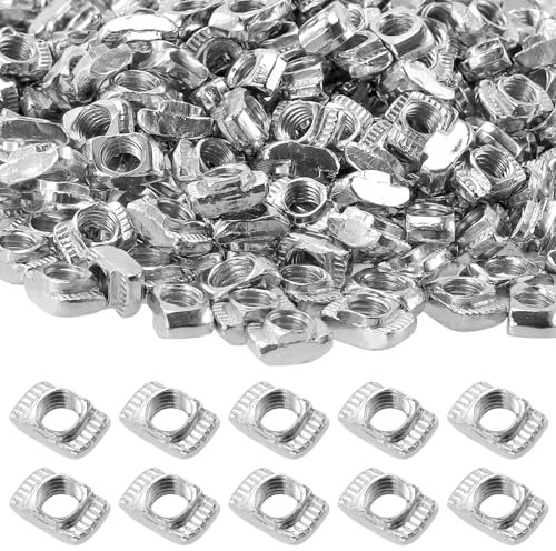 CHEUKYIU 500 Dadi a T M5, kit dado a testa martello per profili di alluminio, pietre scanalate M5 in acciaio al carbonio, 10 x 6 x 4 mm