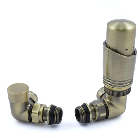Thermostatic Radiator Valve Corner TRV – Zeta (Antique Brass)
