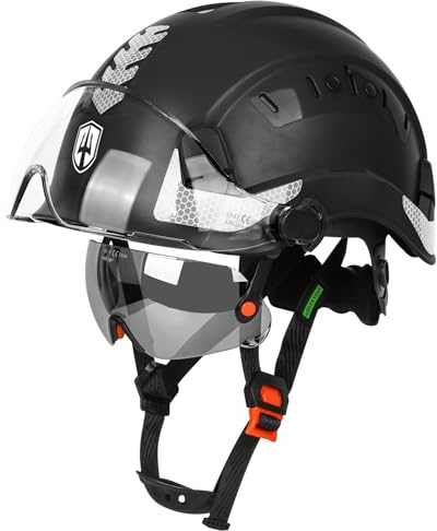 GREEN DEVIL ANSI Z89.1 Cascos De Construccion Vented ABS Work Hat with Visor and Goggles for Men and Women