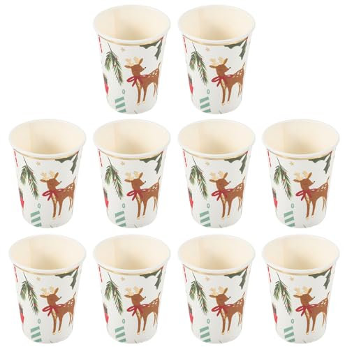 Ipetboom 10stücke Weihnachts-papierbecher Einwegbecher Für Festliche Partybedarf Geeignet Für Getränke Und Eiscreme Mit Weihnachtlichem Design