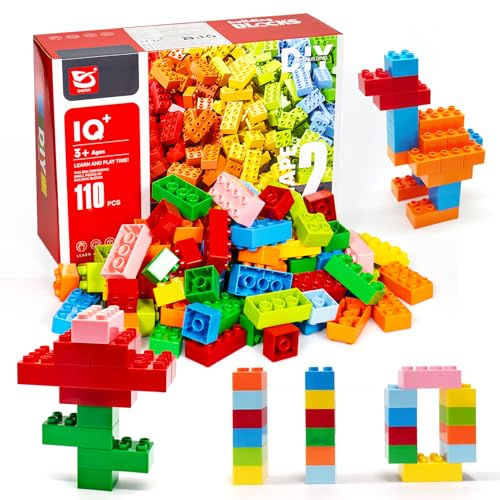 Hanari Bausteine 110 Große Building Blocks Kompatibel Mit Den Meisten Marken 8 Fördert Die Kindliche Fantasie Für Ab 3 Jahre