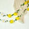 Easy Joy 2Pcs Paper Flower Garland 8.2ft Spring Hanging White Yellow Paper Flower Green Leaves Party Banner Crepe Artificial Flower Floral Garland for Spring Birthday Wedding Home Wall Decor