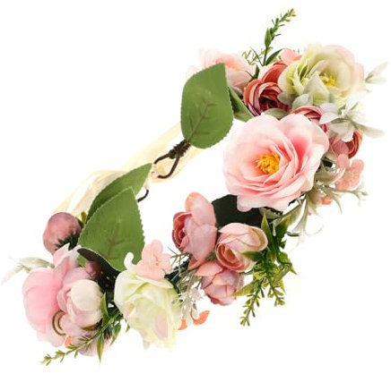 Beavorty Blumenstirnband Für Damen Blumenhaarband Mit Pfingstrosenblüten Stirnbänder Für Hochzeit Abschlussball Strandparty Festival-kopfschmuck Blumenhaarschmuck Für Erwachsene Und