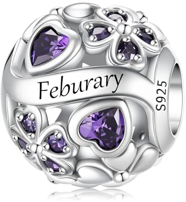 LNQOBU Breloque de pierre de Naissance pour Pandora Bracelet,perle de Charme de coeur D'amour en Argent Sterling 925, Pendentif en forme de Coeur D'amour pour les Femmes