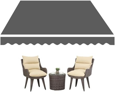 2.0m 2.5m 3.0m 3.6m 4m 5m Retractable Awning Replacement Canvas, Awning Replacement Polyester Fabric for Patio Outdoor, Durabla Sun Shade Shelter Canvas(Gray,500x300cm)