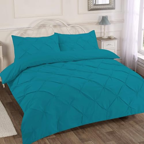 Home Sweet Home UK Pintuck Single Size Duvet Cover Sets Soft PolyCotton Duvet Cover Sets Singlesize With Button Closure Non-Iron Easy Care Bedding With Matching Pillowcase