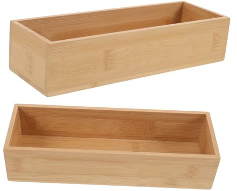 BESTYASH Holzbox ohne Deckel mit Großem Stauraum für Bastelbedarf 2 Stück aus Bambus als Aufbewahrungsbox und Portablem Design für Büro und Zuhause