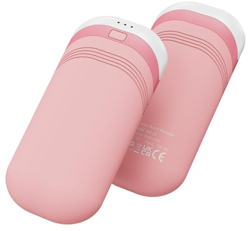 Rechargeable Hand Warmers 2 Pack,Double-Sided Heating,USB Quick Charge,Electric Portable Pocket Hand Warmer for Outdoor,Hunting,Golf,Camping,Warm Gifts (Pink)