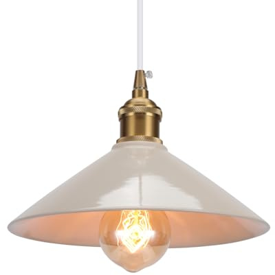 LIGKIN Pendelleuchte Vintage Industrie Hängeleuchte Lampenschirm aus Keramik E27 Hängelampe Retro Design-Deckenleuchte für Wohnzimmer, Esszimmer, Küche