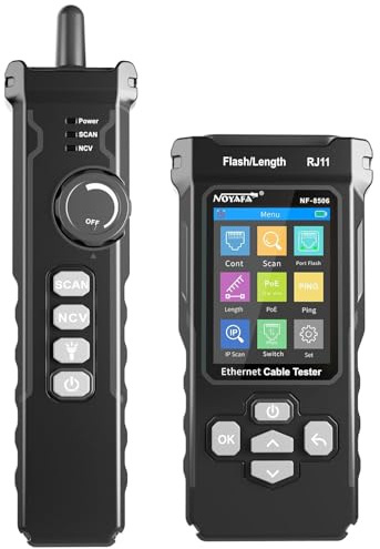 NOYAFA NF-8506 Network Cable Tester with Ping Test, TDR-KAT5-KAT6 Ethernet Cable Tester, IP Scan, Network Rate Test, Port Flashing, Network Tester Cable Toner for RJ11 RJ45